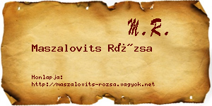 Maszalovits Rózsa névjegykártya